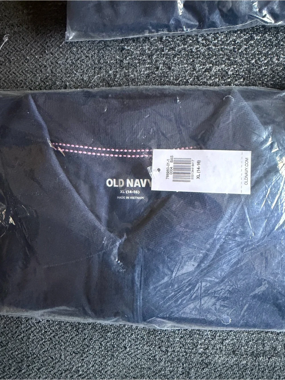 New with Tags Old Navy Navy Blue Polo Shirt with Pink Stitching